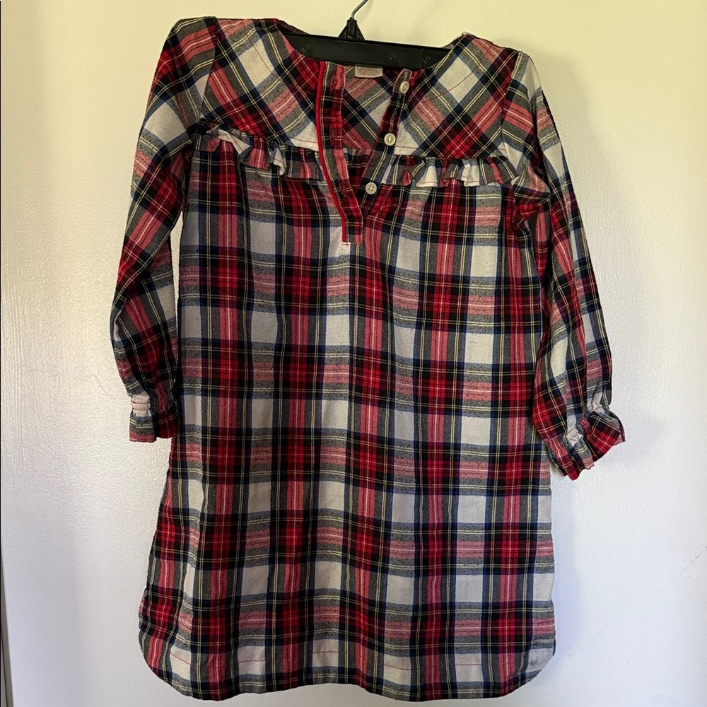 Crewcuts Plaid Button-Front gown- size 6